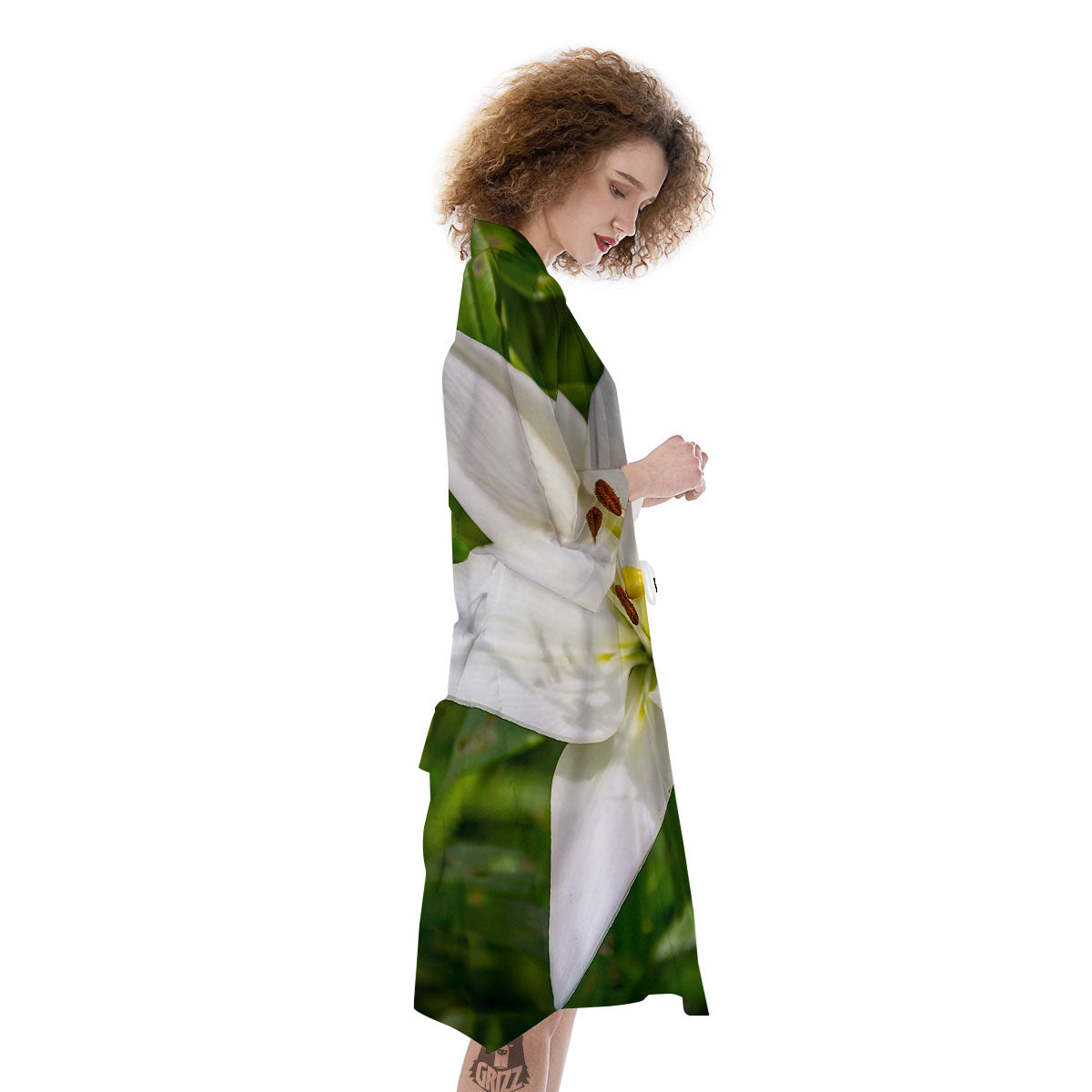 Floral Lily Print Kimono-grizzshop