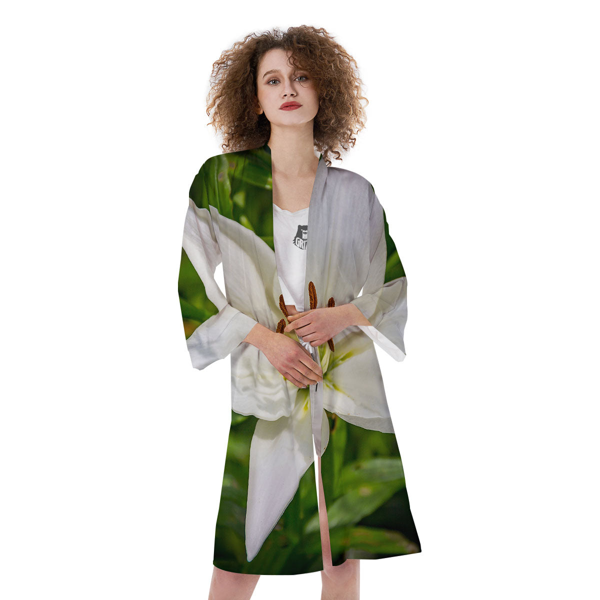 Floral Lily Print Kimono-grizzshop