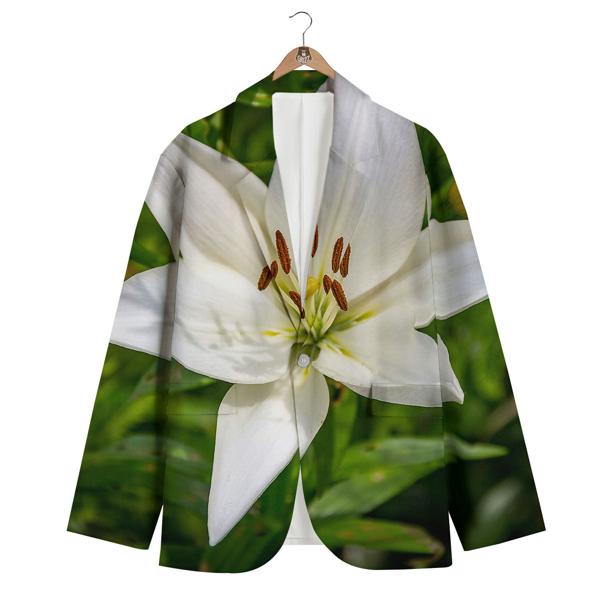 Floral Lily Print Men's Blazer-grizzshop