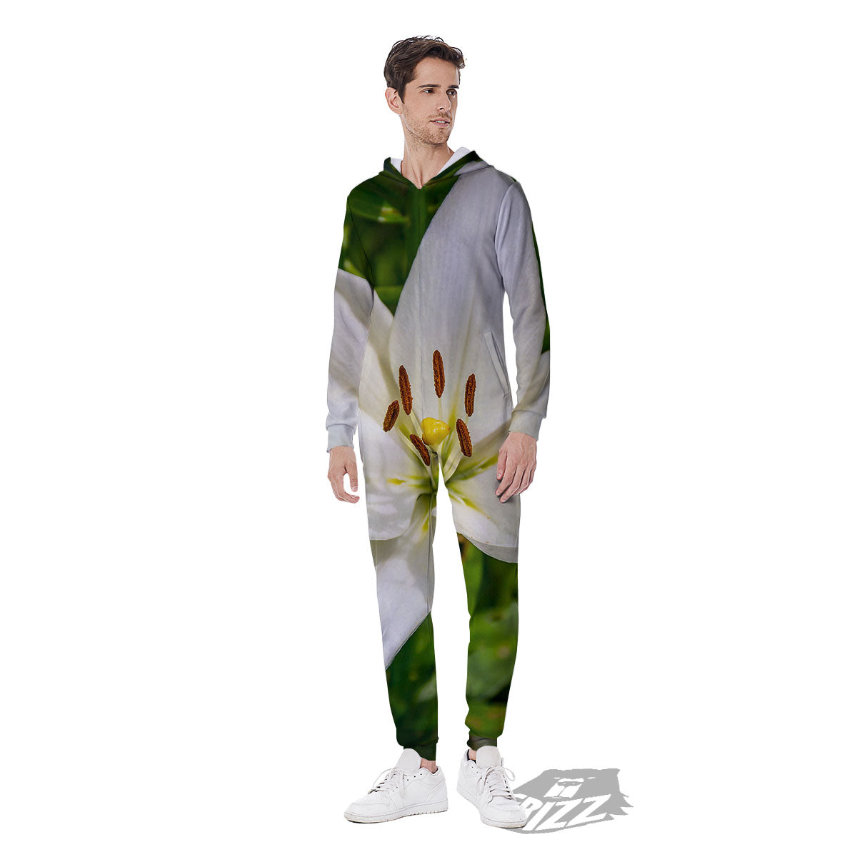 Floral Lily Print Men's Jumpsuit-grizzshop