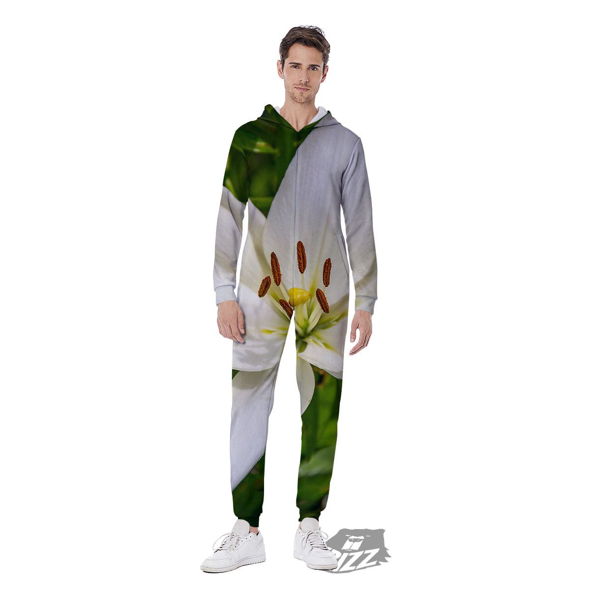 Floral Lily Print Men's Jumpsuit-grizzshop
