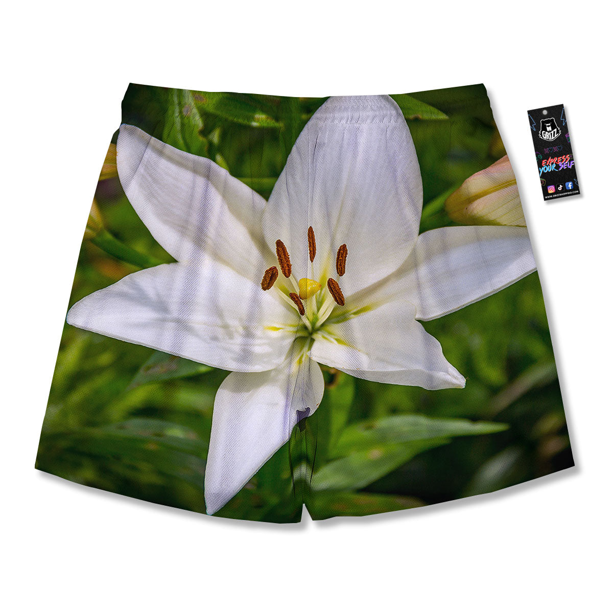 Floral Lily Print Men's Running Shorts-grizzshop