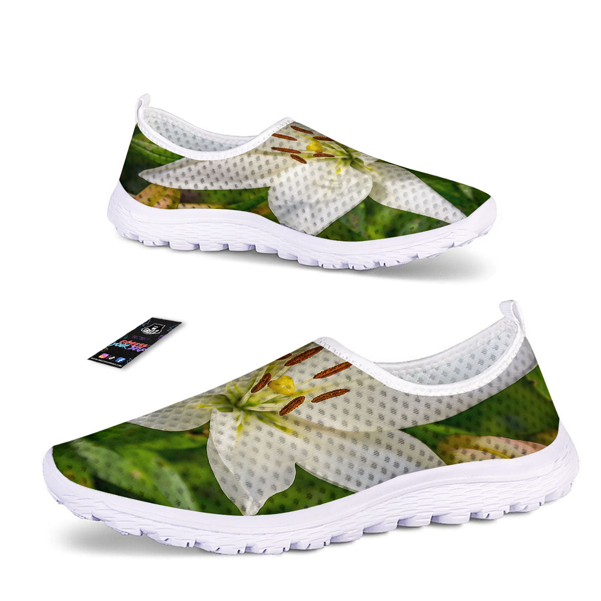 Floral Lily Print Nurse Shoes-grizzshop