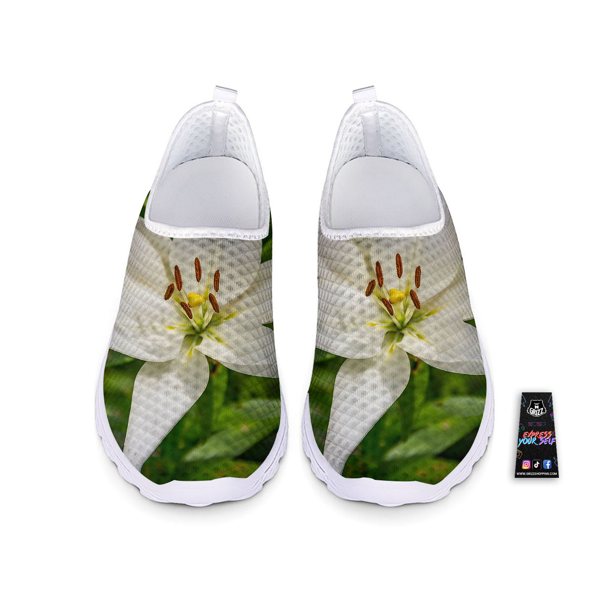 Floral Lily Print Nurse Shoes-grizzshop