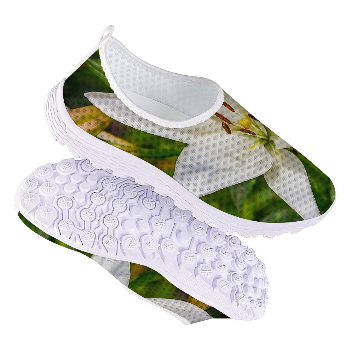 Floral Lily Print Nurse Shoes-grizzshop