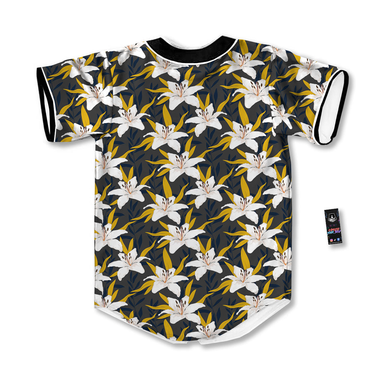 Floral Lily Print Pattern Baseball Jersey-grizzshop