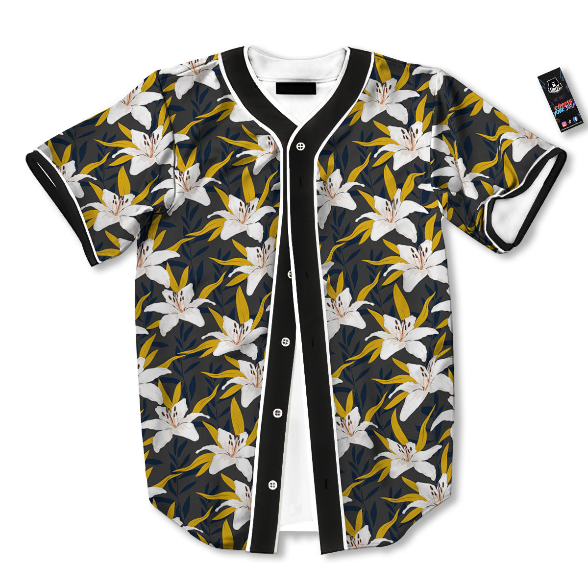 Floral Lily Print Pattern Baseball Jersey-grizzshop
