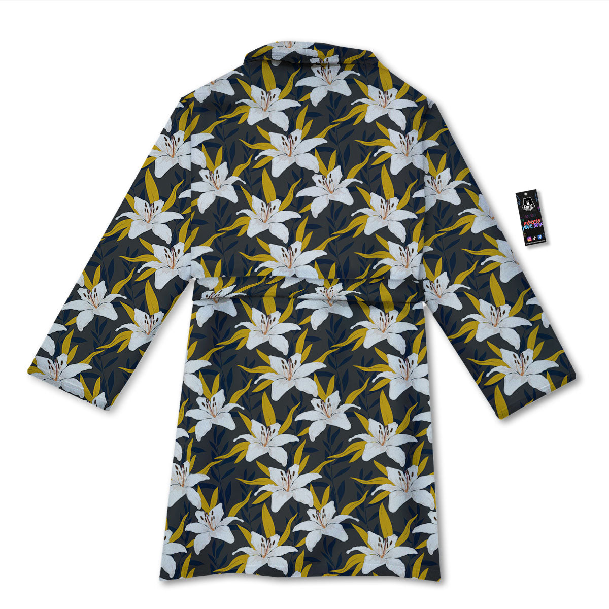 Floral Lily Print Pattern Bathrobe-grizzshop