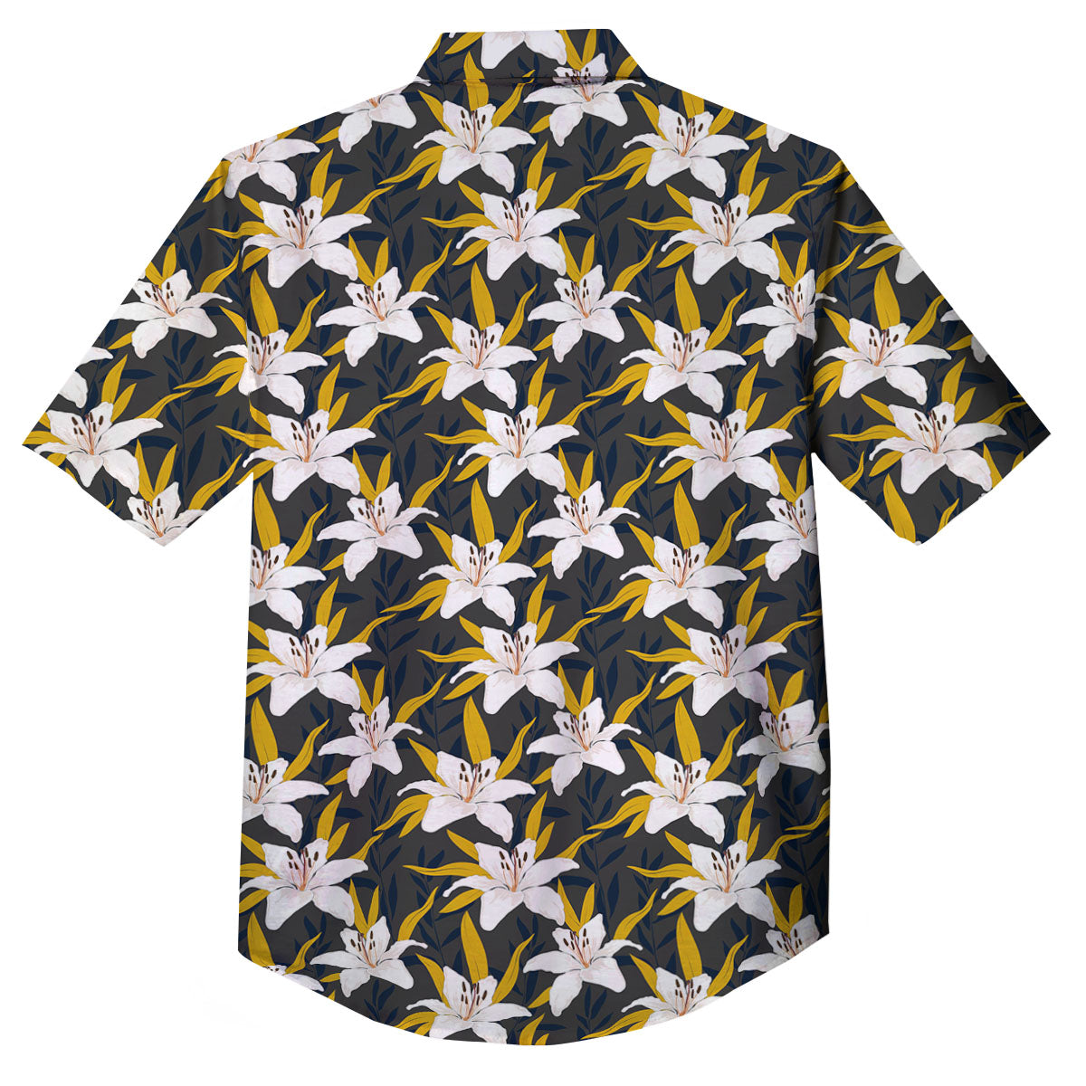 Floral Lily Print Pattern Button Up Shirt-grizzshop