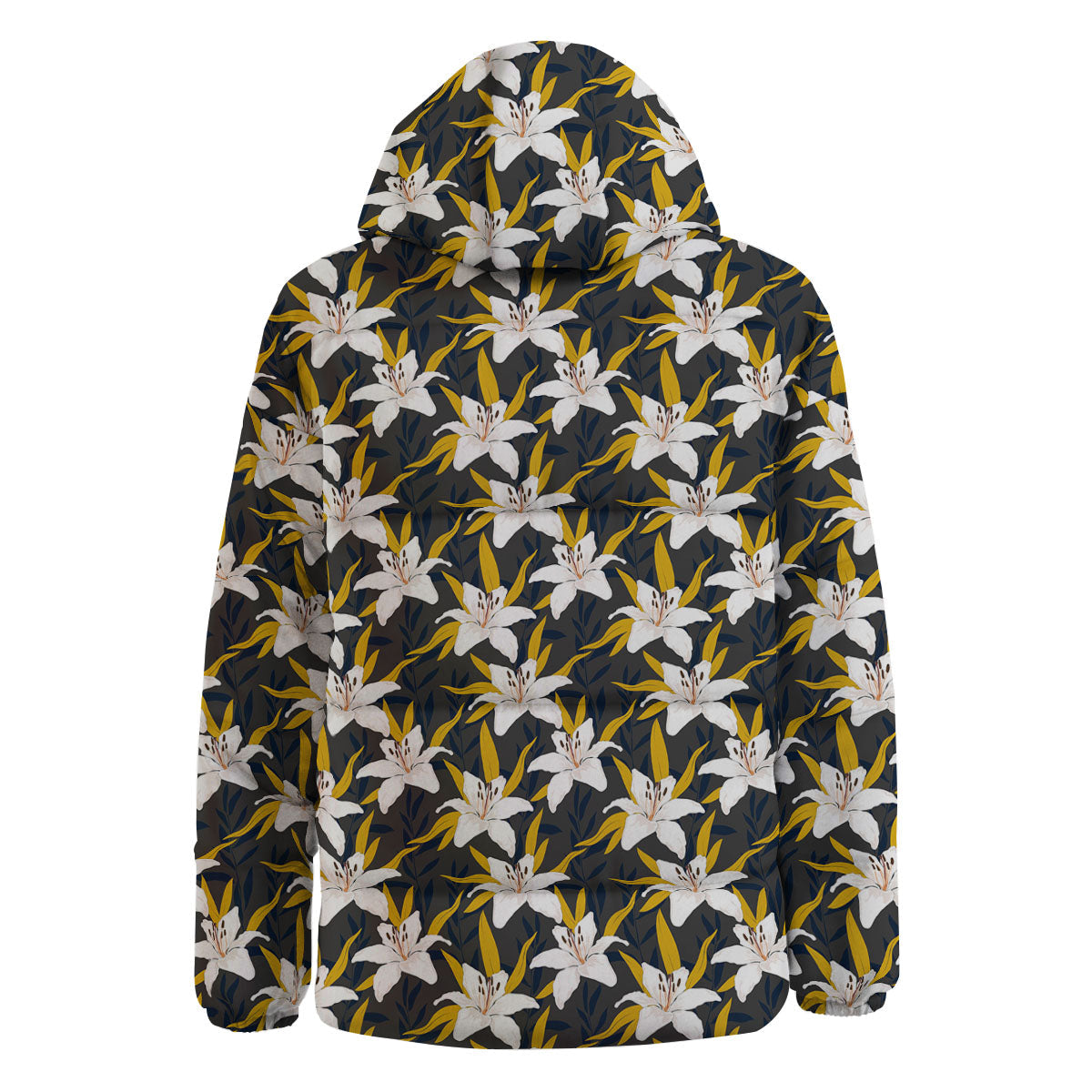 Floral Lily Print Pattern Down Jacket-grizzshop