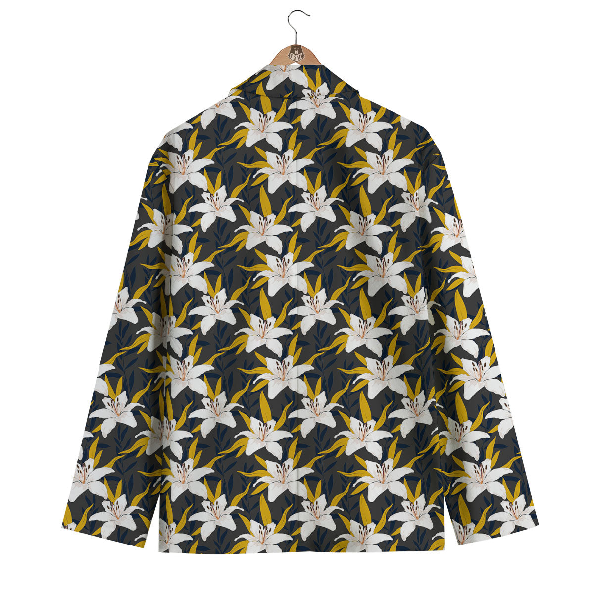 Floral Lily Print Pattern Men's Blazer-grizzshop