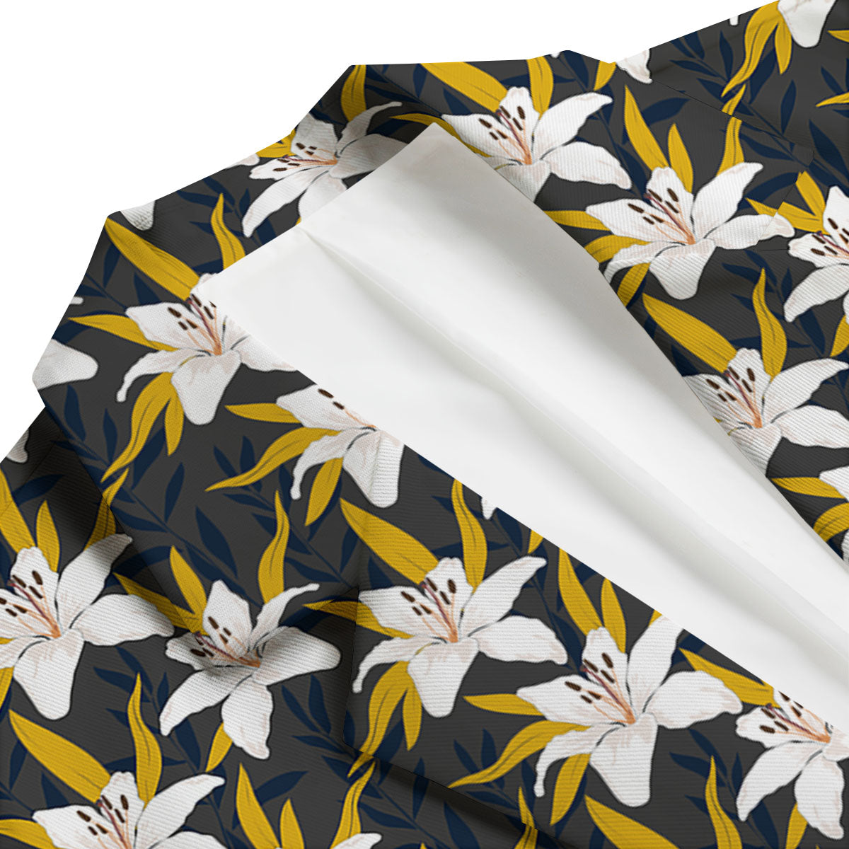 Floral Lily Print Pattern Men's Blazer-grizzshop