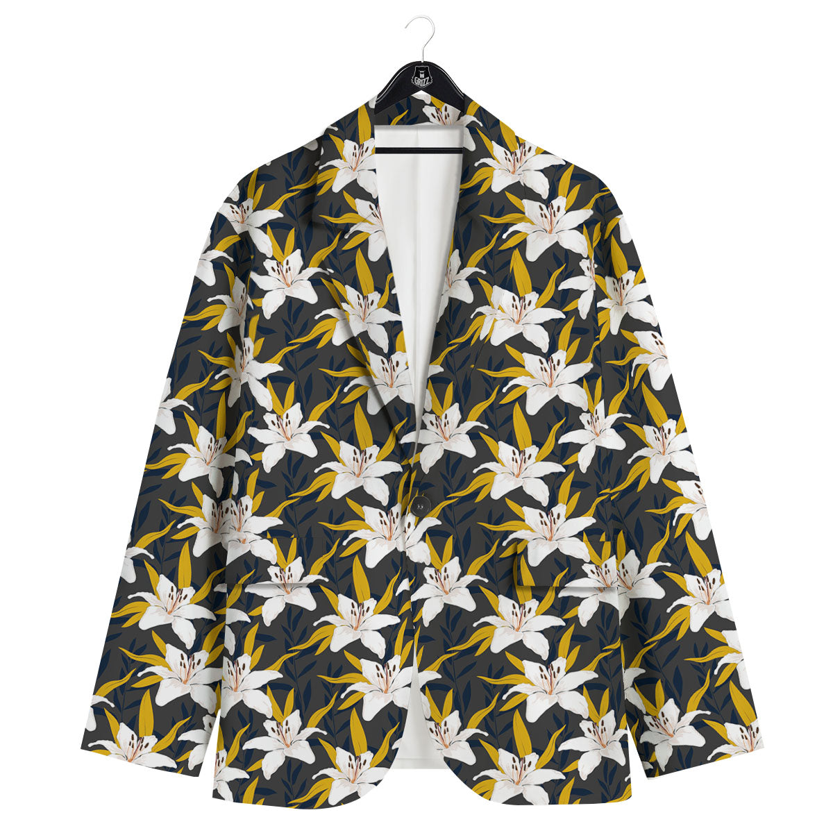 Floral Lily Print Pattern Men's Sport Coat-grizzshop