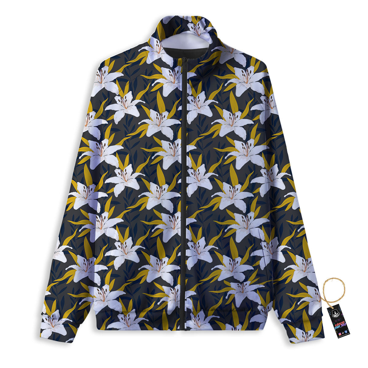 Floral Lily Print Pattern Track Jacket-grizzshop