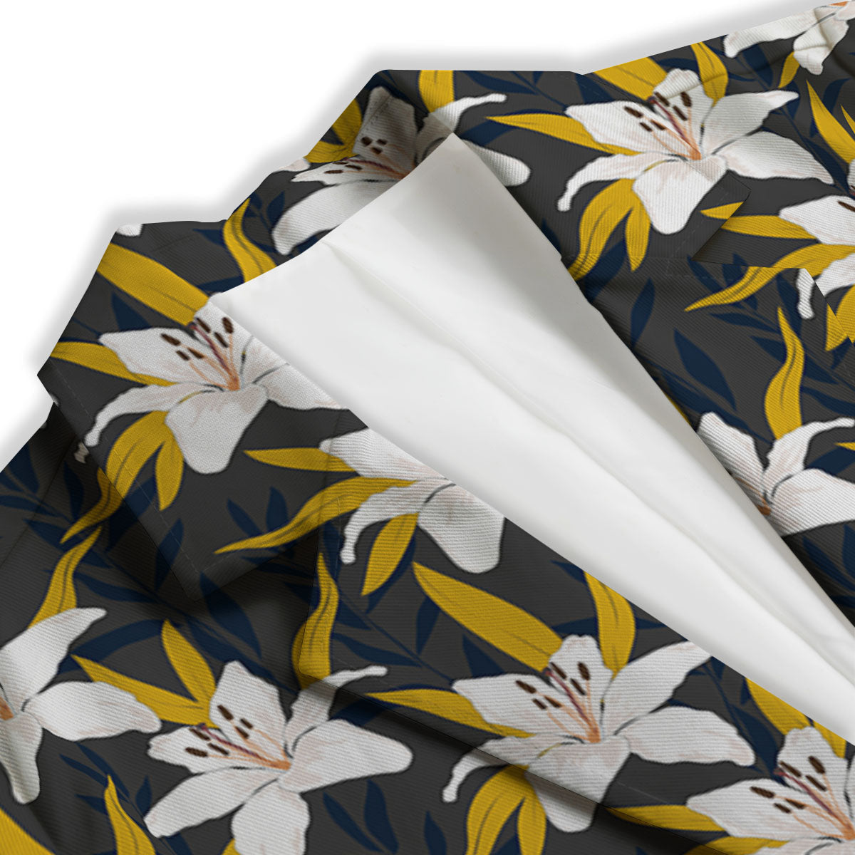 Floral Lily Print Pattern Women's Blazer-grizzshop
