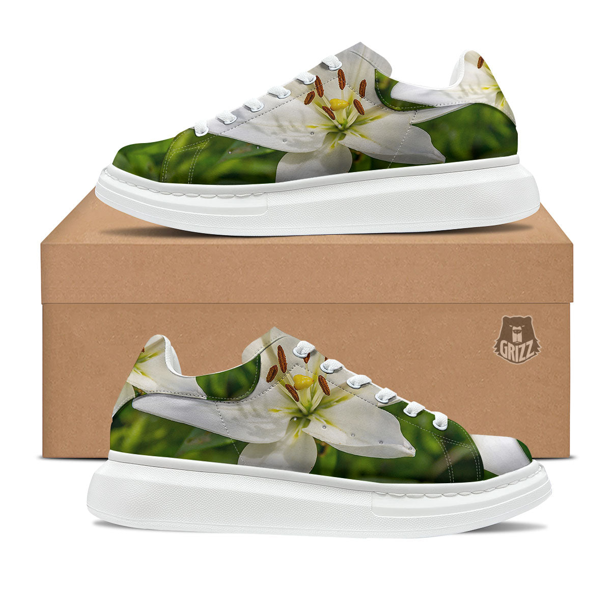 Floral Lily Print Platform Shoes-grizzshop