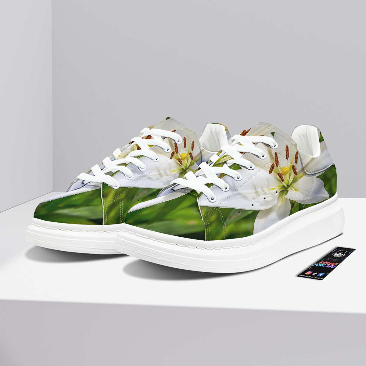 Floral Lily Print Platform Shoes-grizzshop
