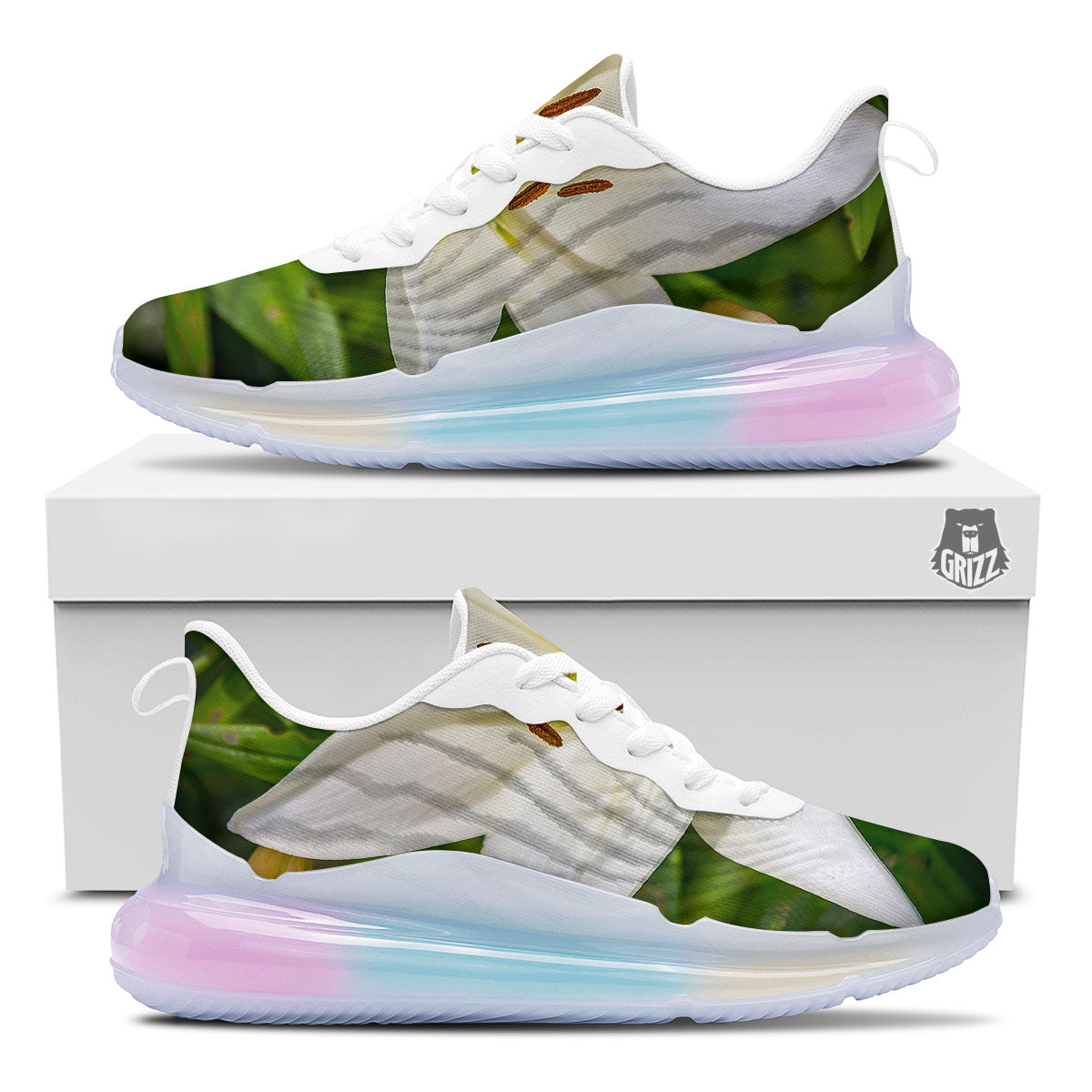 Floral Lily Print Running Sneakers-grizzshop