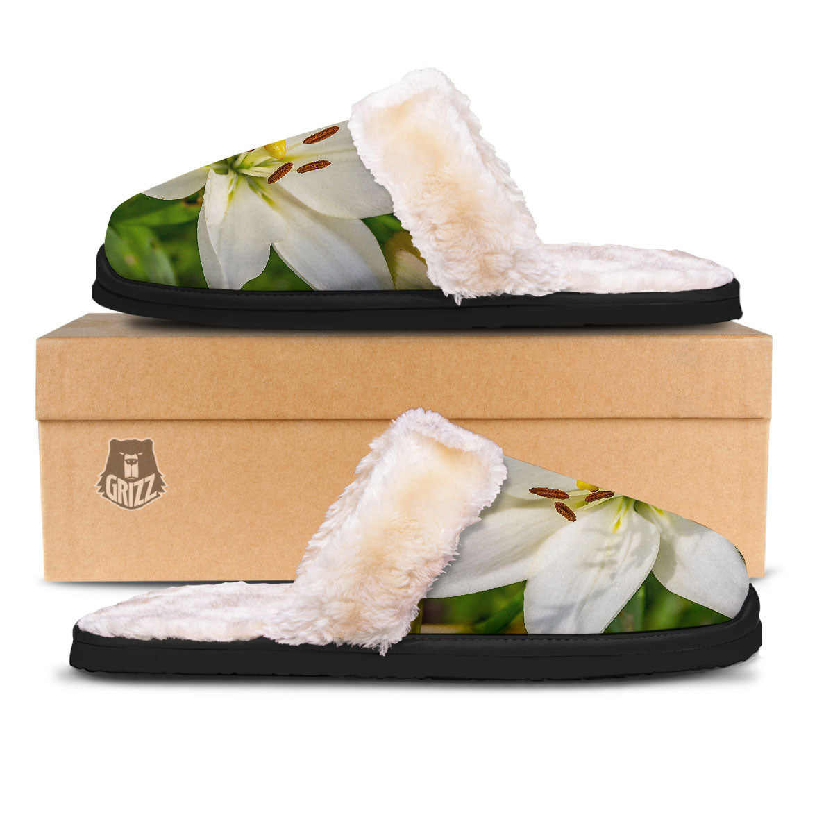 Floral Lily Print Slippers-grizzshop