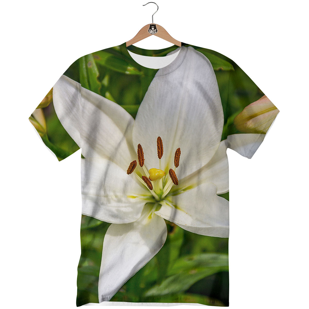 Floral Lily Print T-Shirt-grizzshop