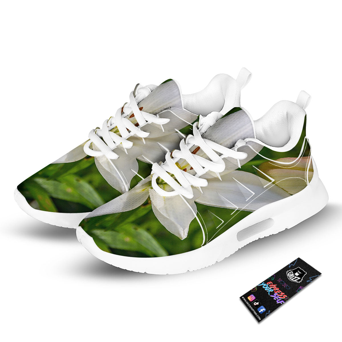 Floral Lily Print Tennis Shoes-grizzshop