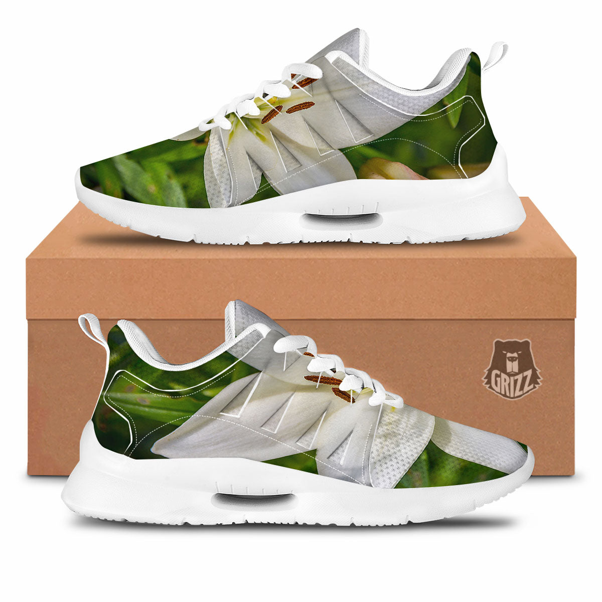 Floral Lily Print Tennis Shoes-grizzshop