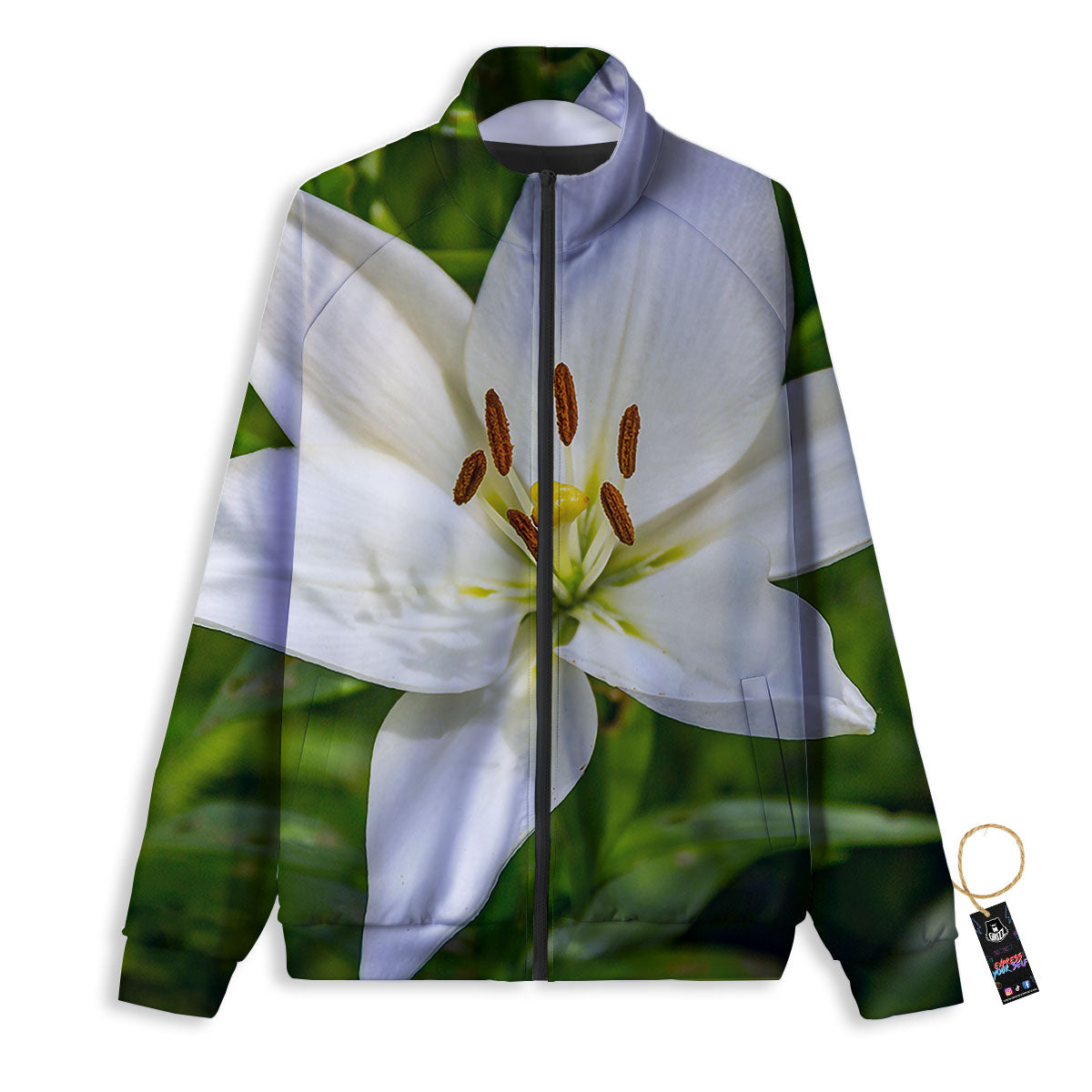 Floral Lily Print Track Jacket-grizzshop