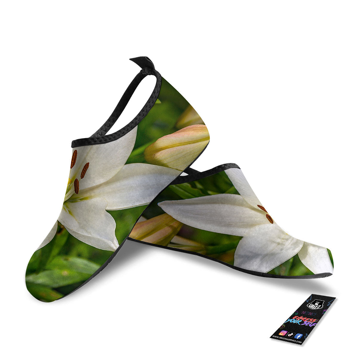 Floral Lily Print Water Shoes-grizzshop