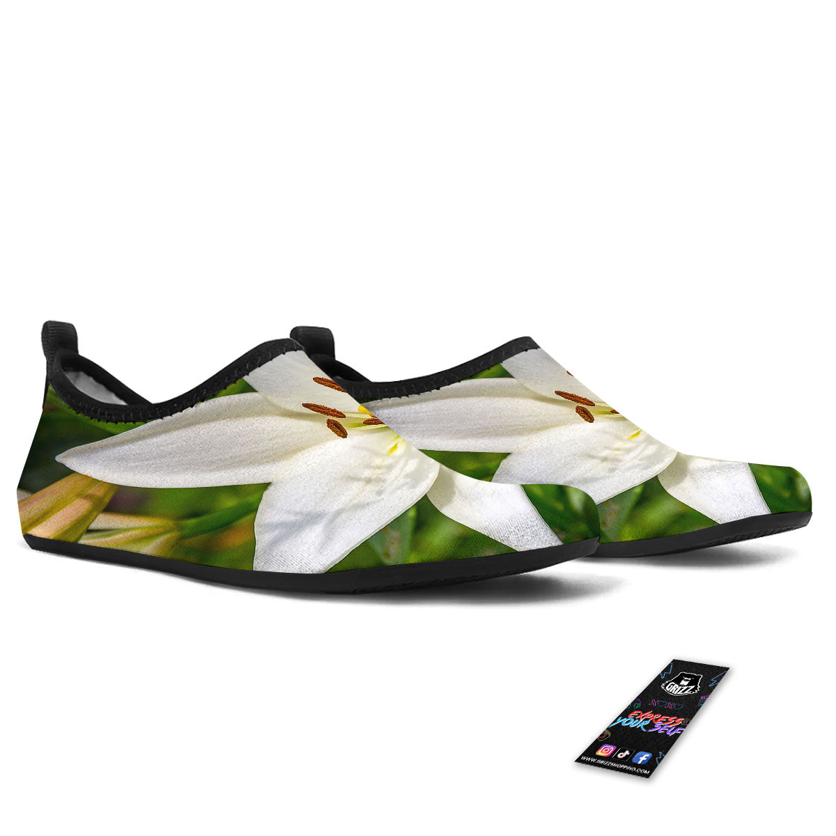 Floral Lily Print Water Shoes-grizzshop