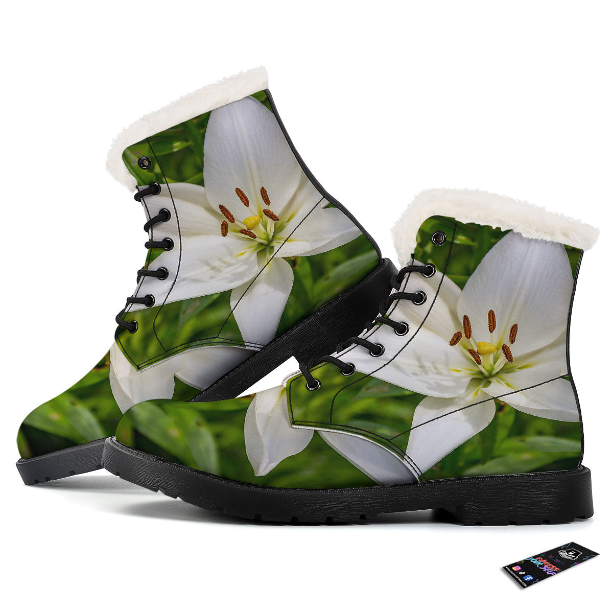 Floral Lily Print Winter Boots-grizzshop