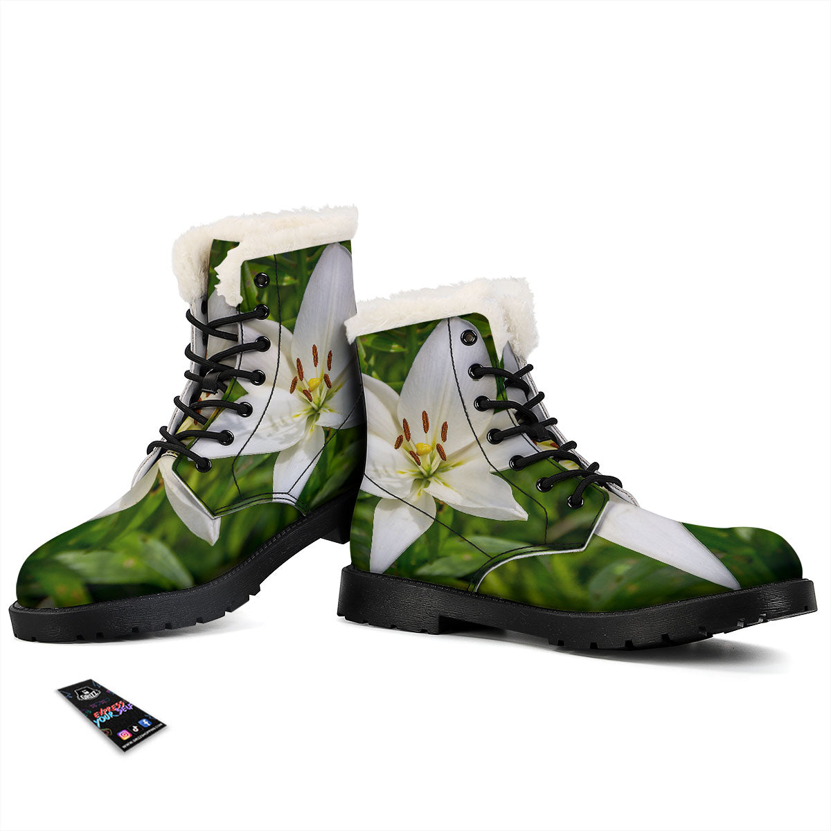 Floral Lily Print Winter Boots-grizzshop