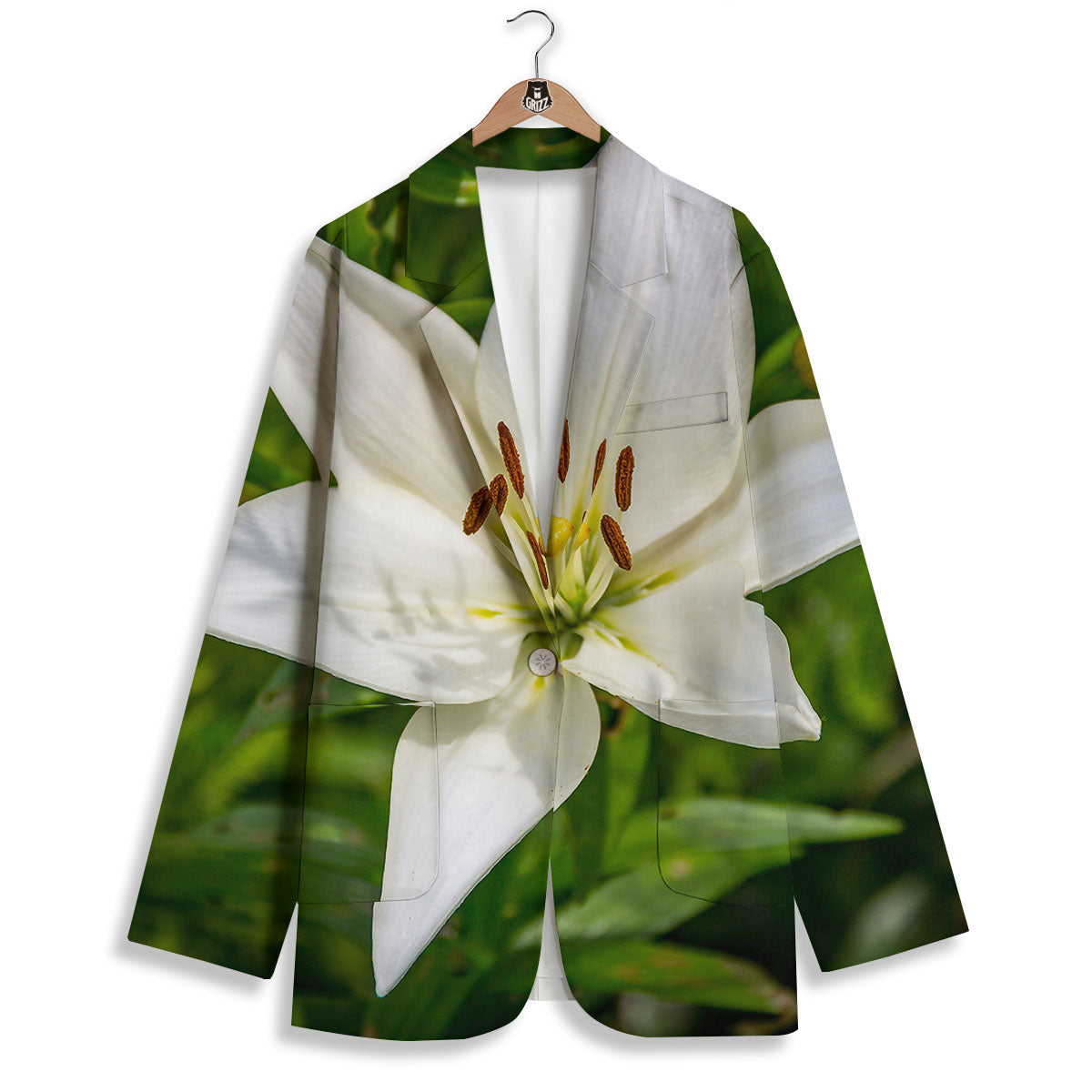 Floral Lily Print Women's Blazer-grizzshop