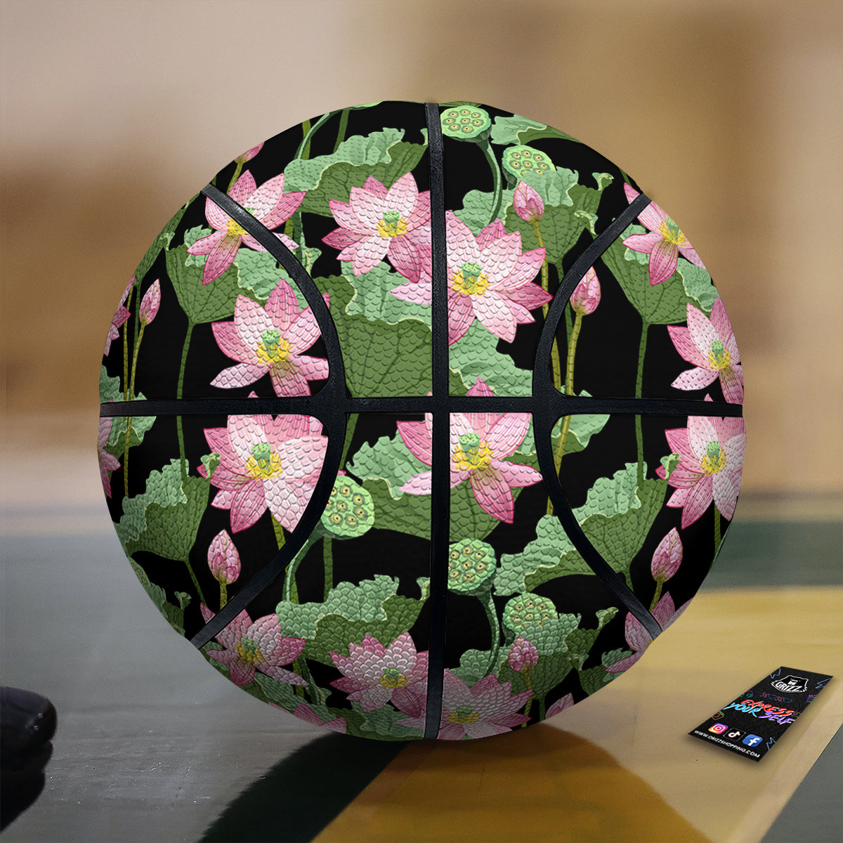 Floral Lotus Vintage Print Pattern Basketball