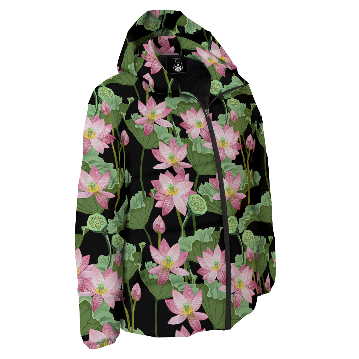 Floral Lotus Vintage Print Pattern Down Jacket-grizzshop