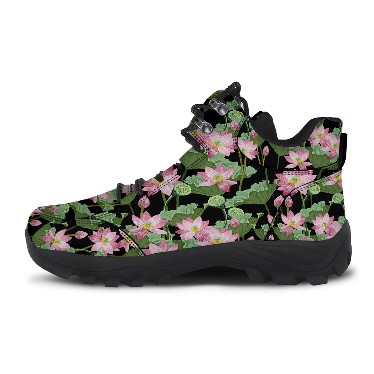 Floral Lotus Vintage Print Pattern Hiking Shoes-grizzshop