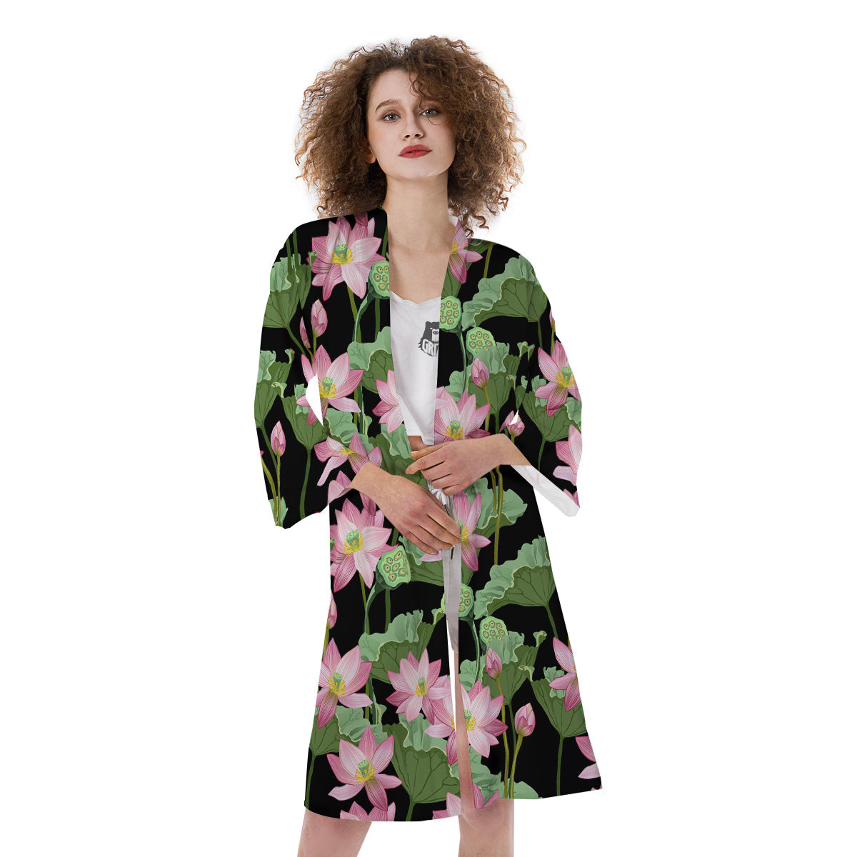 Floral Lotus Vintage Print Pattern Kimono-grizzshop