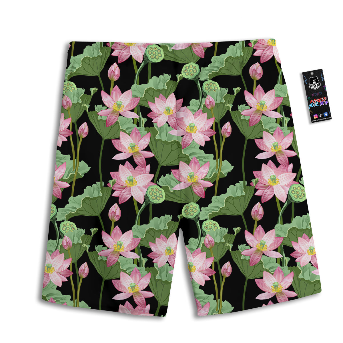 Floral Lotus Vintage Print Pattern Men's Athletic Shorts