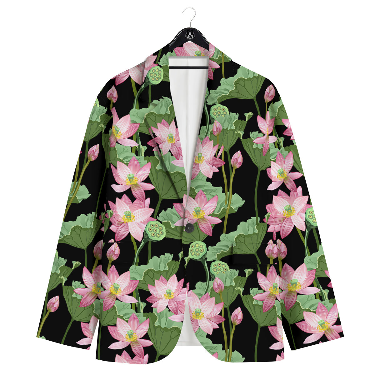 Floral Lotus Vintage Print Pattern Men's Sport Coat-grizzshop