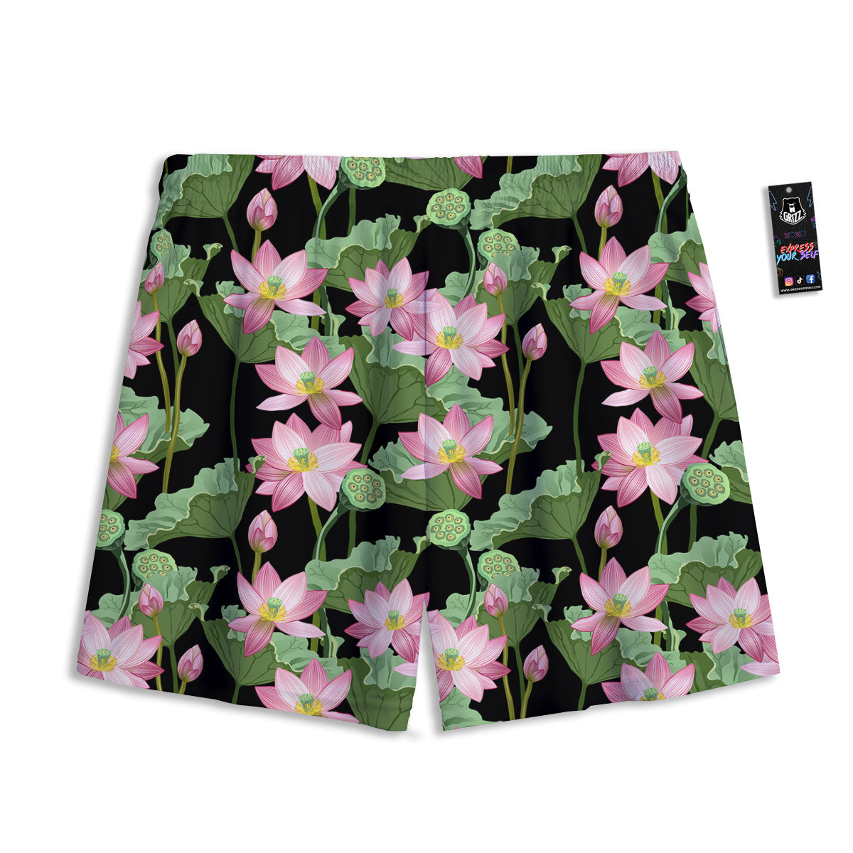 Floral Lotus Vintage Print Pattern Mesh Shorts