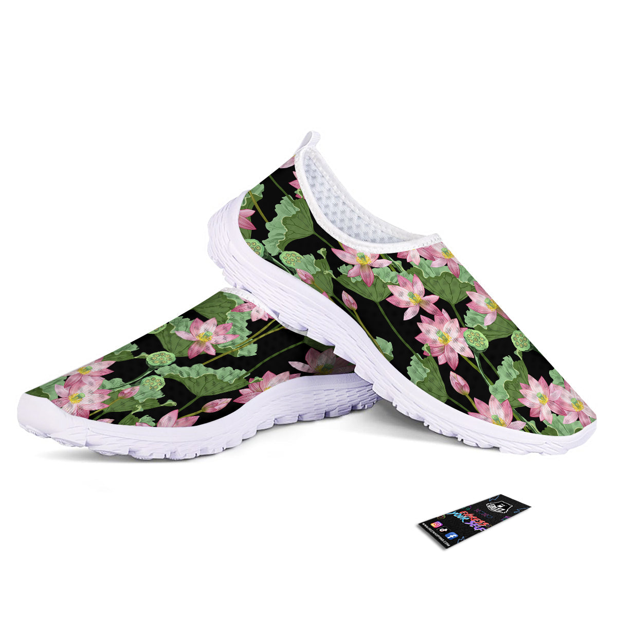 Floral Lotus Vintage Print Pattern Nurse Shoes-grizzshop