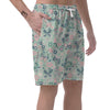 Floral Mint Butterfly Print Men's Shorts-grizzshop