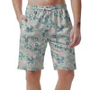 Floral Mint Butterfly Print Men's Shorts-grizzshop