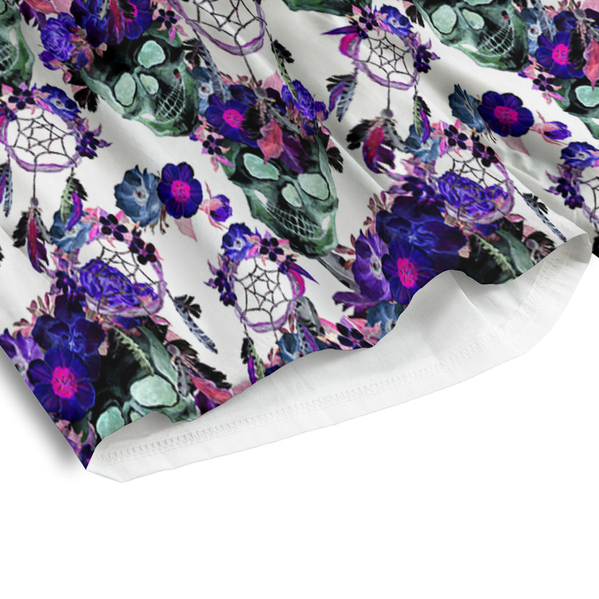 Floral Neon Skull Print Pattern Men's Athletic Shorts