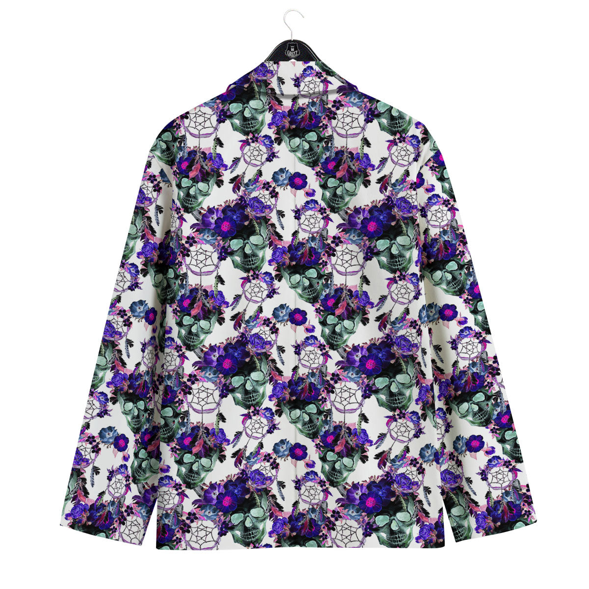 Floral Neon Skull Print Pattern Men's Sport Coat-grizzshop