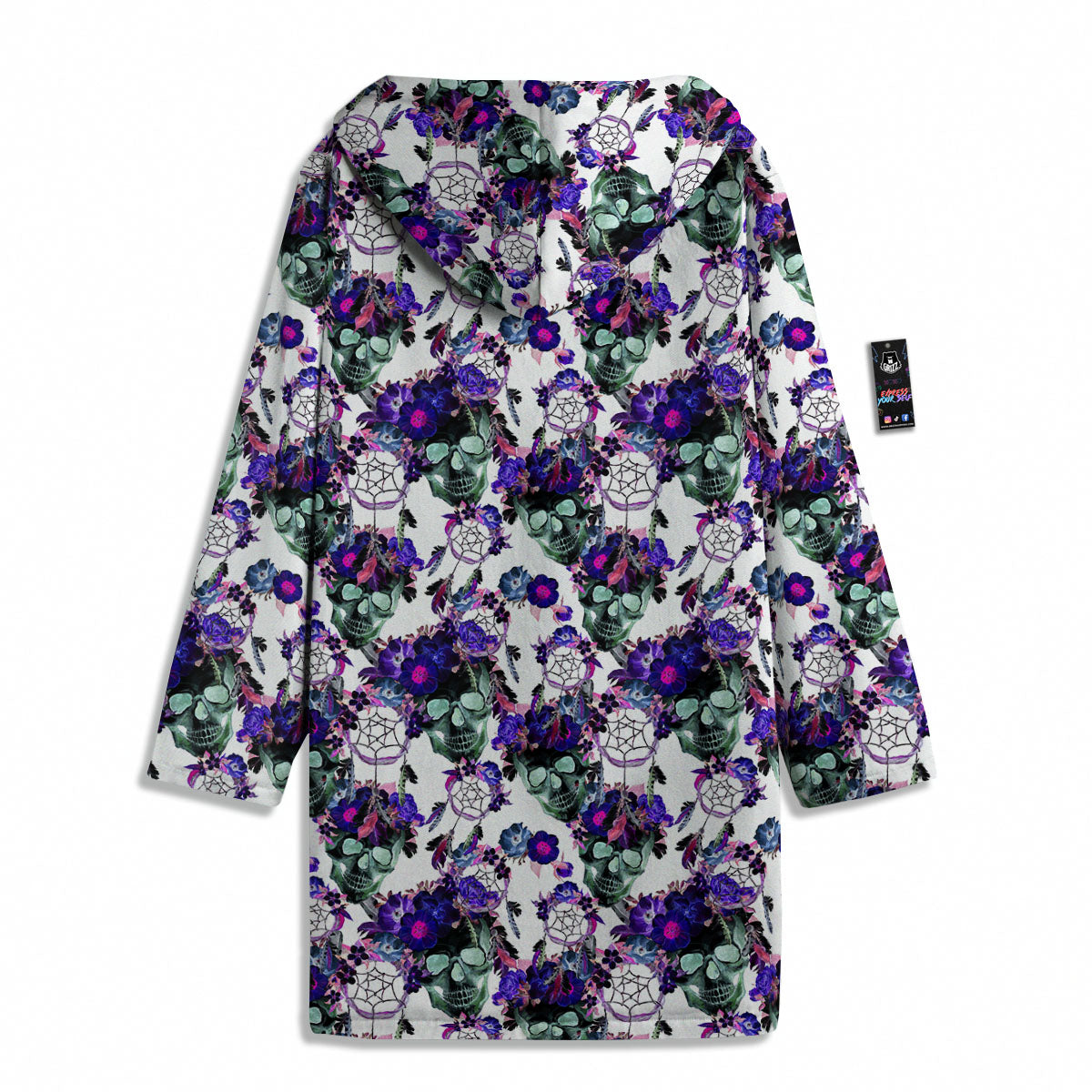 Floral Neon Skull Print Pattern Men's Windbreaker Jacket-grizzshop