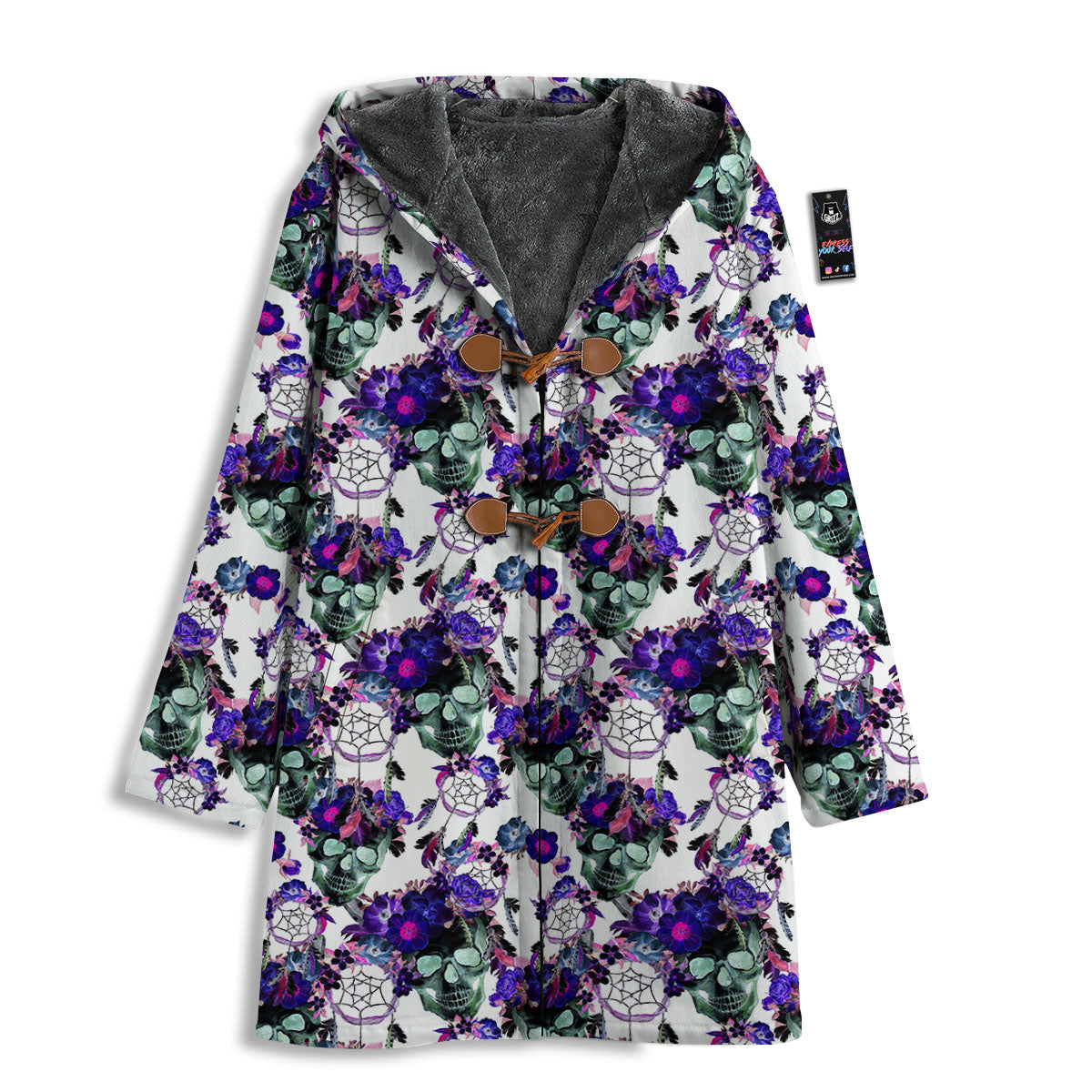 Floral Neon Skull Print Pattern Men's Windbreaker Jacket-grizzshop