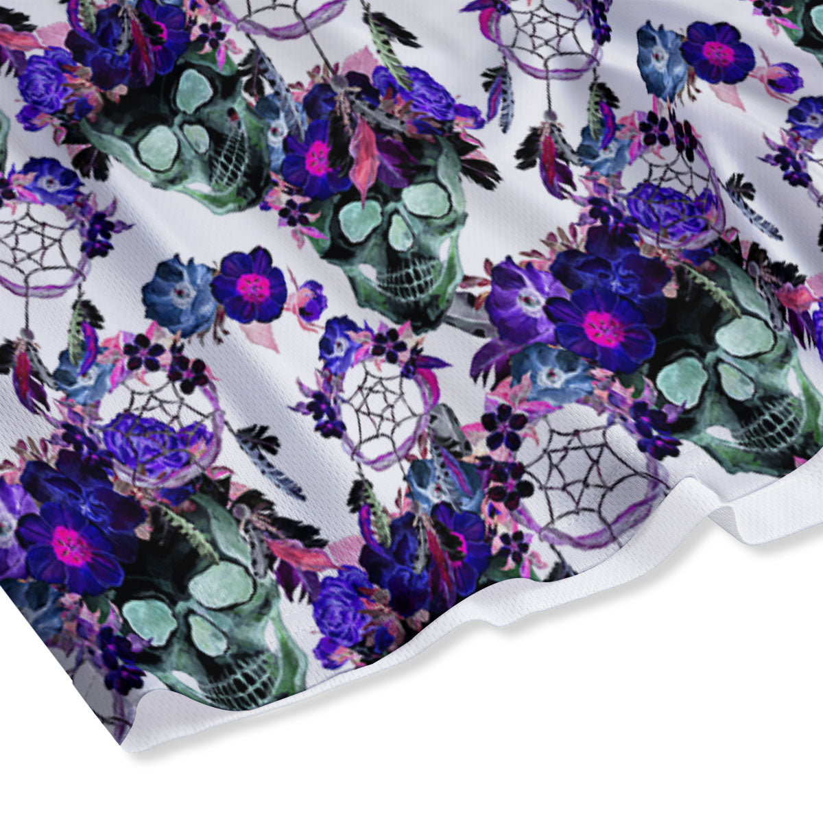 Floral Neon Skull Print Pattern Mesh Shorts