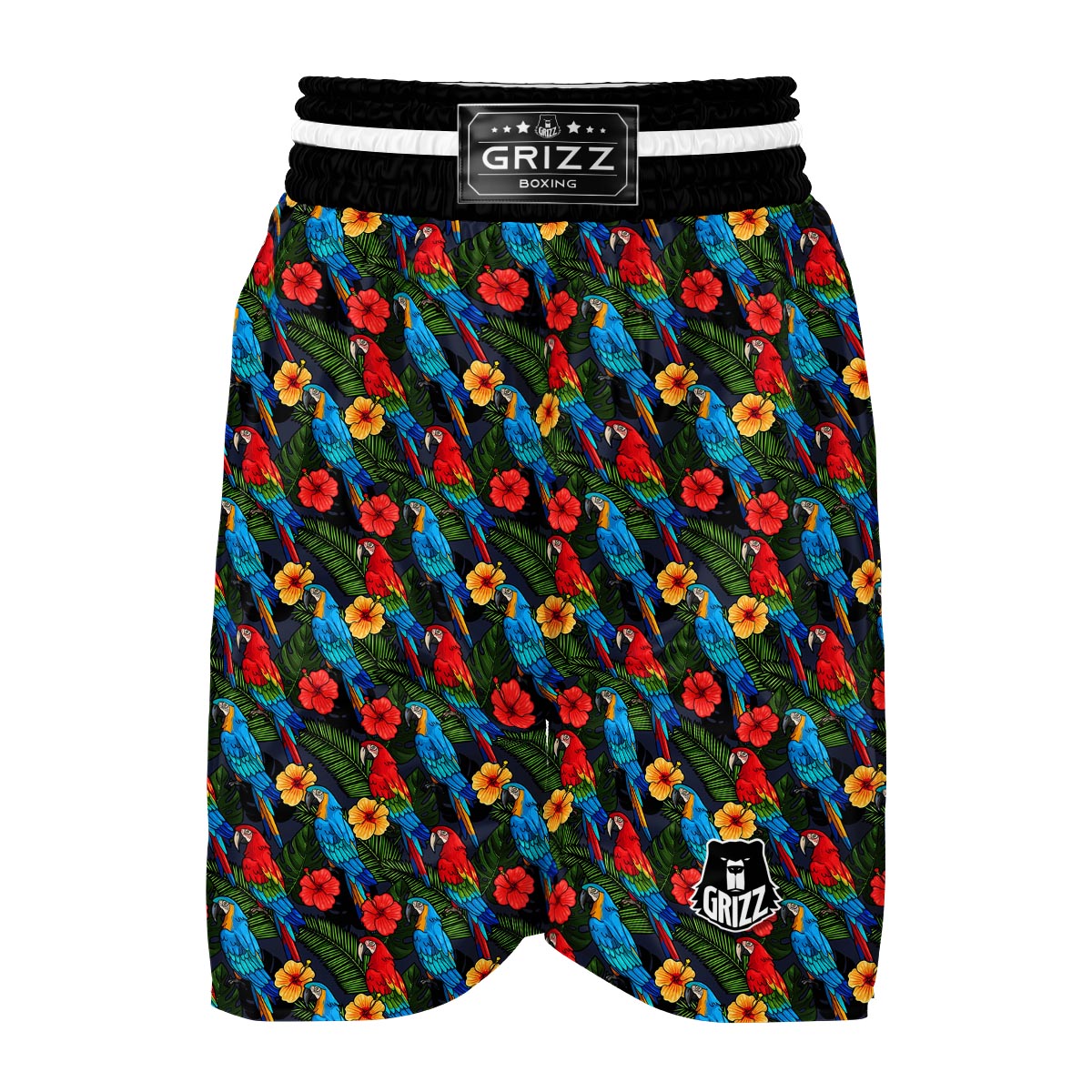 Floral Parrot Bird Pattern Print Boxing Shorts-grizzshop