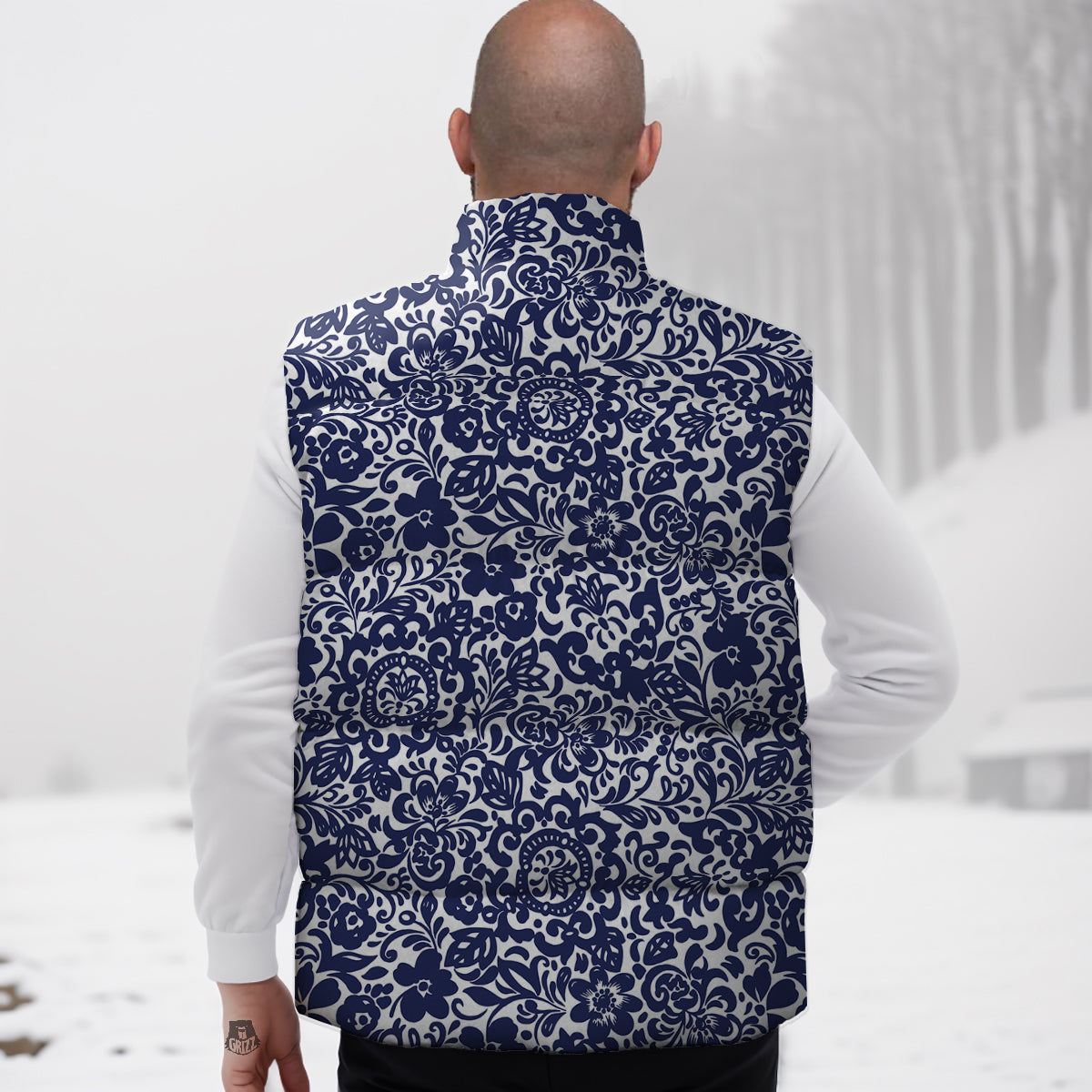 Floral Parrot Bird Pattern Print Down Vest