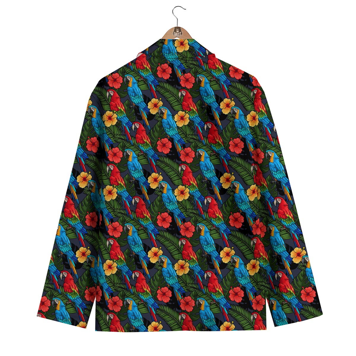 Floral Parrot Bird Pattern Print Men's Blazer-grizzshop